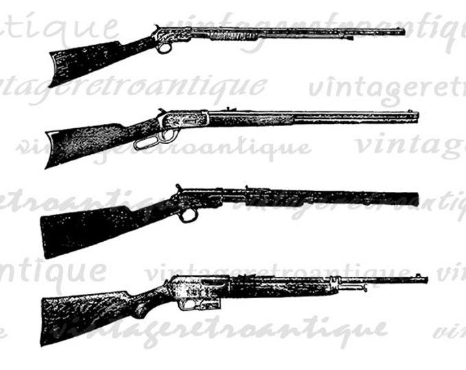 Digital Printable Antique Rifles Graphic Gun Collage Sheet Download Image Vintage Clip Art Jpg Png Eps HQ 300dpi No.1499