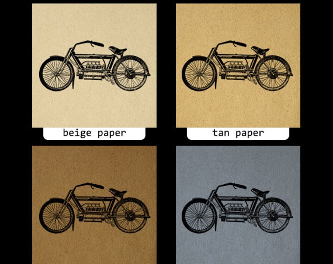 Antique Motorcycle Printable Digital Graphic Image Download Vintage Clip Art Jpg Png Eps HQ 300dpi No.3415