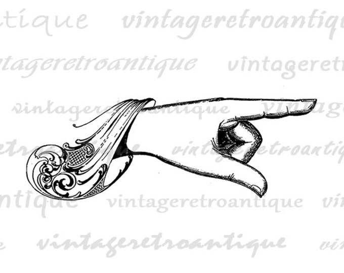 Ornamental Pointing Finger Digital Graphic Image Elegant Hand Design Printable Element Download Jpg Png Eps HQ 300dpi No.390