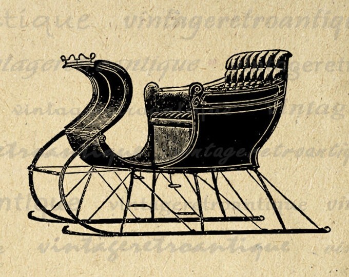 Digital Antique Sled Graphic Image Winter Download Printable Vintage Clip Art Jpg Png Eps HQ 300dpi No.1285