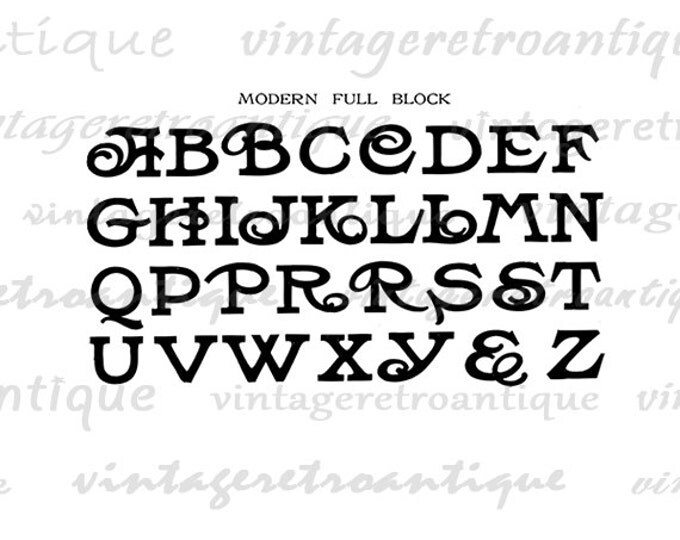 Antique Alphabet Graphic Printable Image Full Block Letters Download Digital Vintage Clip Art Jpg Png Eps HQ 300dpi No.416