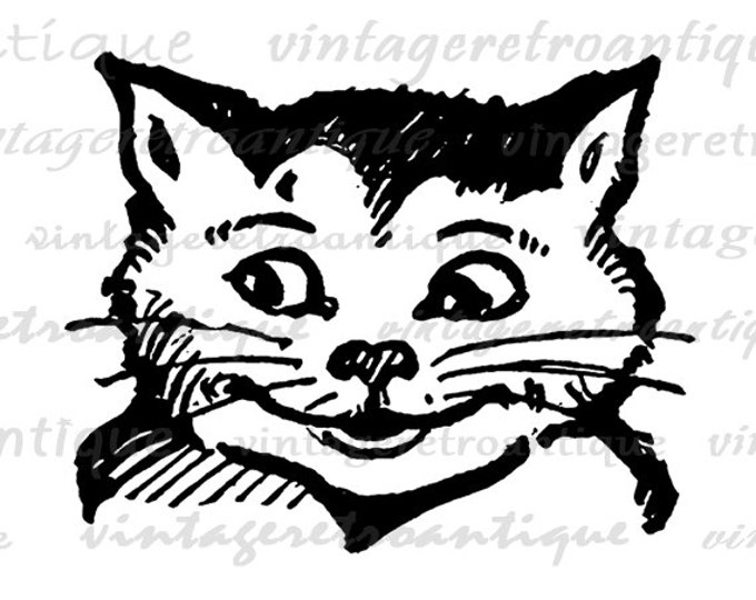 Cheshire Cat Alice in Wonderland Digital Graphic Image Printable Download Antique Clip Art Jpg Png Eps HQ 300dpi No.2507