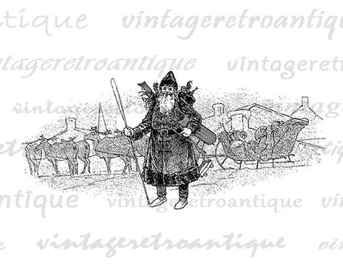 Santa Claus Christmas Digital Image Download Printable Graphic Vintage Clip Art Jpg Png Eps HQ No.2425