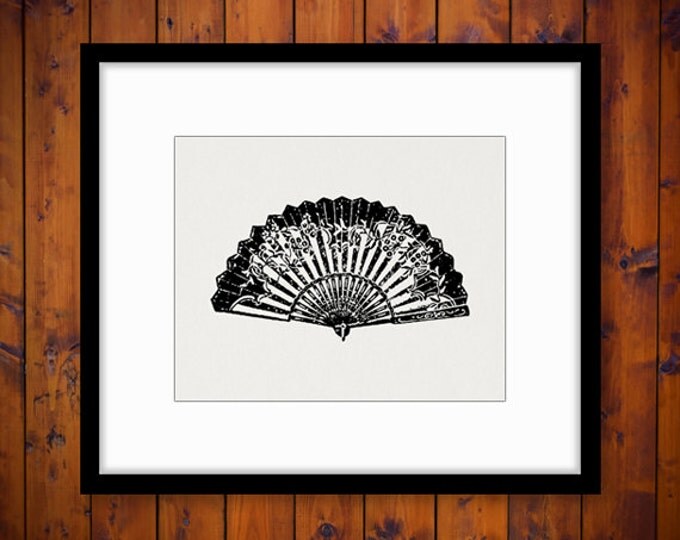 Digital Printable Oriental Fan Download Chinese Fan Graphic Image Vintage Clip Art Jpg Png Eps HQ 300dpi No.1427