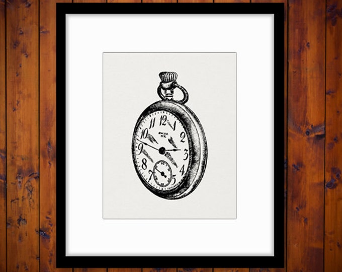 Pocket Watch Printable Graphic Image Pocketwatch Illustration Digital Download Vintage Clip Art Jpg Png Eps HQ 300dpi No.1520