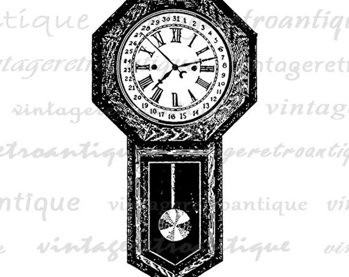 Printable Graphic Antique Clock Image Illustrated Download Digital Vintage Clip Art Jpg Png Eps HQ 300dpi No.1548