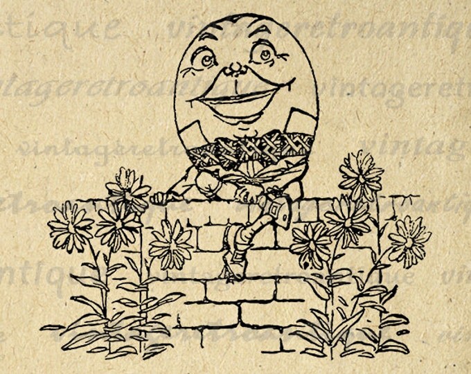 Digital Printable Alice in Wonderland Humpty Dumpty Download Graphic Image Vintage Clip Art Jpg Png Eps HQ 300dpi No.2471