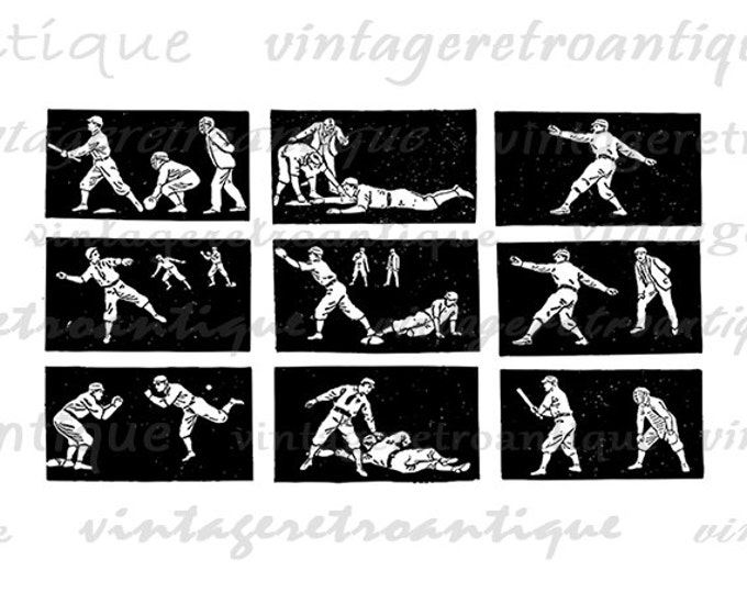 Printable Image Baseball Illustrations Antique Digital Collage Sheet Download Graphic Vintage Clip Art Jpg Png Eps HQ 300dpi No.4166