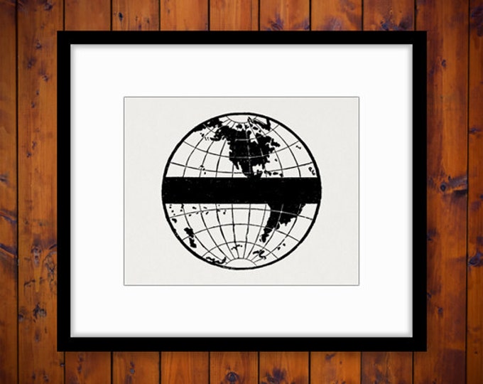 Antique Globe with Banner Digital Image Download Graphic Printable Vintage Clip Art Jpg Png Eps HQ 300dpi No.4085