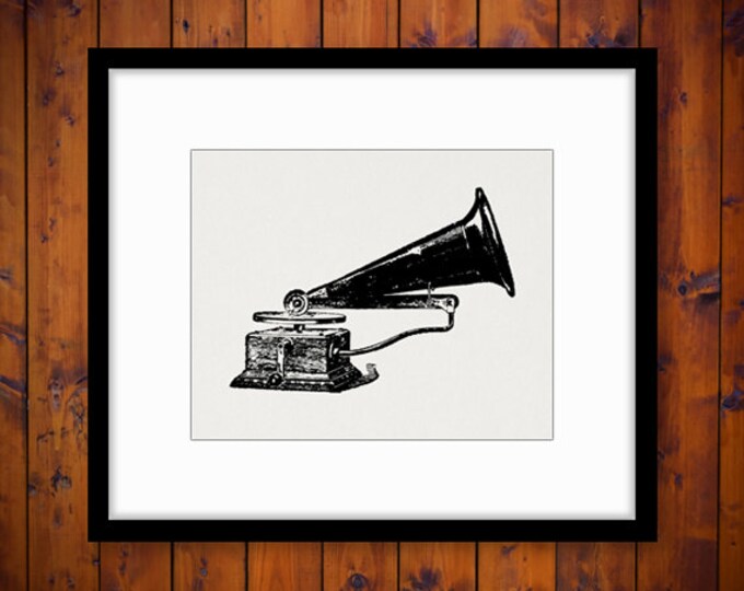 Digital Printable Antique Music Phonograph Image Talking Machine Graphic Download Vintage Clip Art Jpg Png Eps HQ 300dpi No.3880