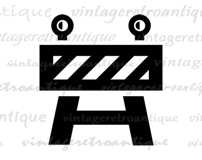 Printable Graphic Roadblock Image Construction Icon Download Digital Vintage Clip Art Jpg Png Eps HQ 300dpi No.4347