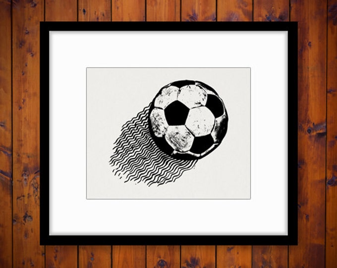 Printable Soccer Ball Image Graphic Flying Soccer Ball Digital Sports Soccer Download Vintage Clip Art for Transfers etc HQ 300dpi No.4644