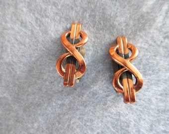 Vintage 1950 Renoir Copper Clip Earrings - Estate find!
