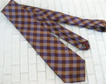 Cashmere Tie ITALY Purple Blue Brown by Agnona - Cashmere plaid tie