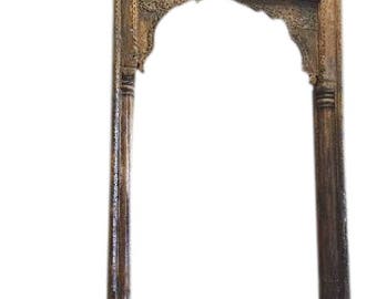 Antique Arch sHEKHWATI Teak Welcome Gate Headboard Hand Carved Vintage OLd World Architectural Design FREESHIP