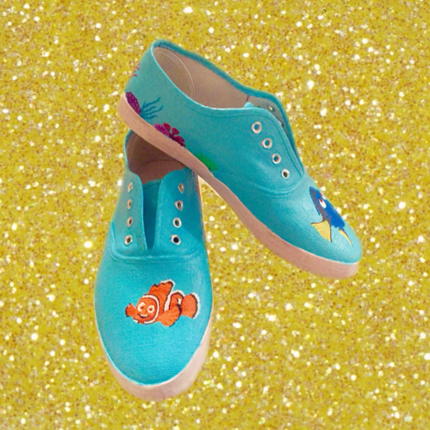 Dory &amp; Nemo Hand Painted Shoes. Finding Nemo Shoes. Finding