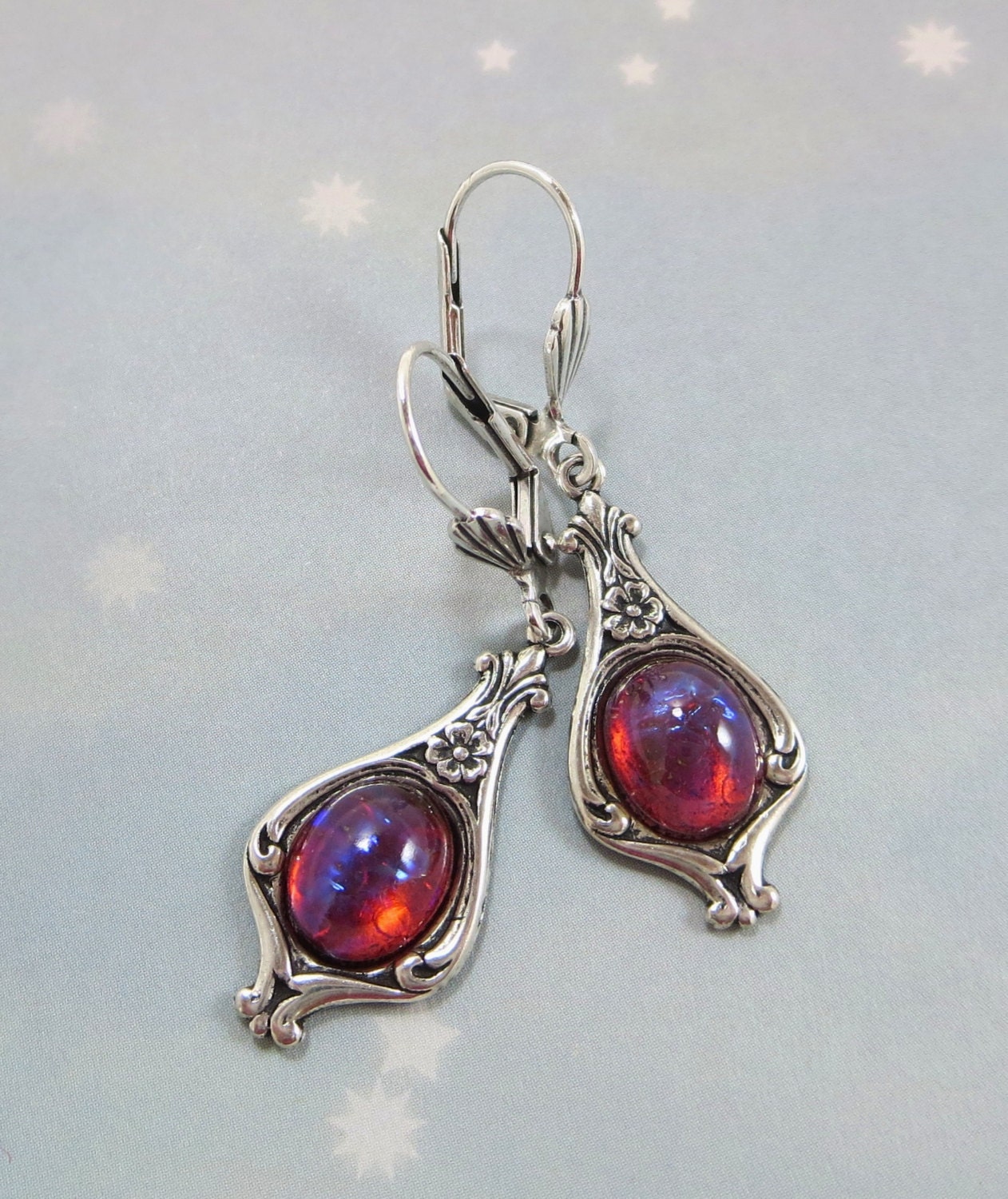 Mexican Opal Dragon's Breath Fire Opal Earrings Dangles