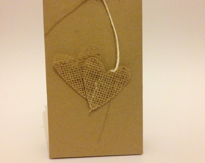 90 Handmade Large Gift Bag, Made to order, Wedding Favour, Hessian/ burlap Heart, Ready Glued