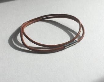 Light Brown Leather Double Wrap Bracelet