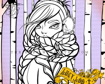 Digital stamp- Lucy Loo 'Winter Birch Forest' - 300 dpi 4 JPEG/PNG files - MAC0351