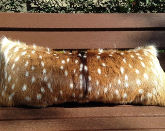 Items similar to Western leather pillow Axis Deer fur home decor vintage style brown tooled ...