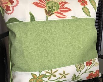 Outdoor Pillow Cover 20 x 20 inch Flower Pillow Cover Pink Green Outdoor Pillow Cover Outdoor Decor Pink Flower Outdoor Pillow Cover
