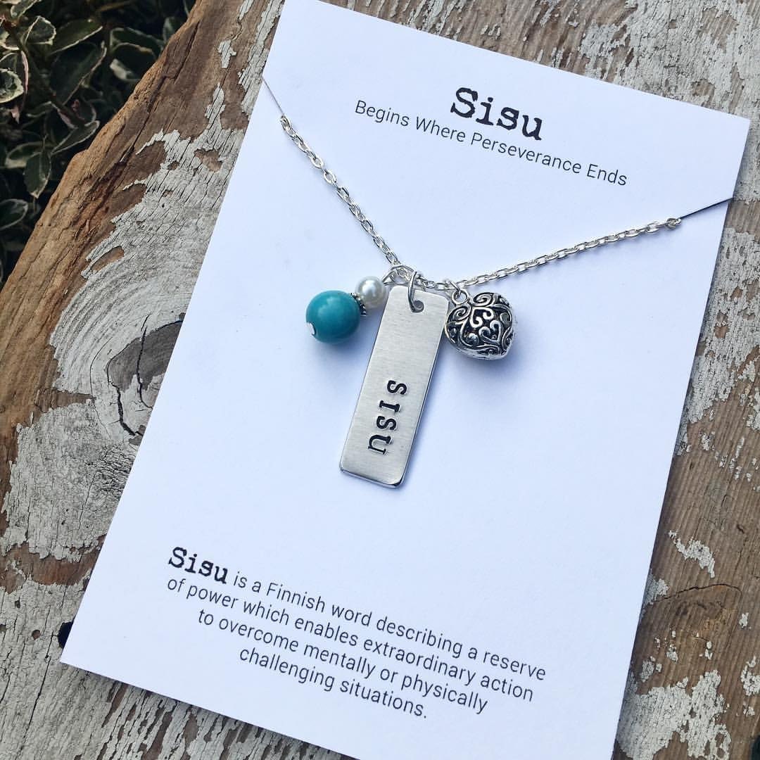Sisu necklace inspirational word jewelry Finnish gift