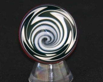 Flameworked Black and White Vortex Marble