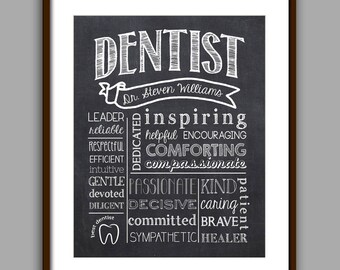 Dentist Gift - Dentist Graduate Gift - Dentist Appreciation Gift - Thank you Dentist - CHALKBOARD Style Printable