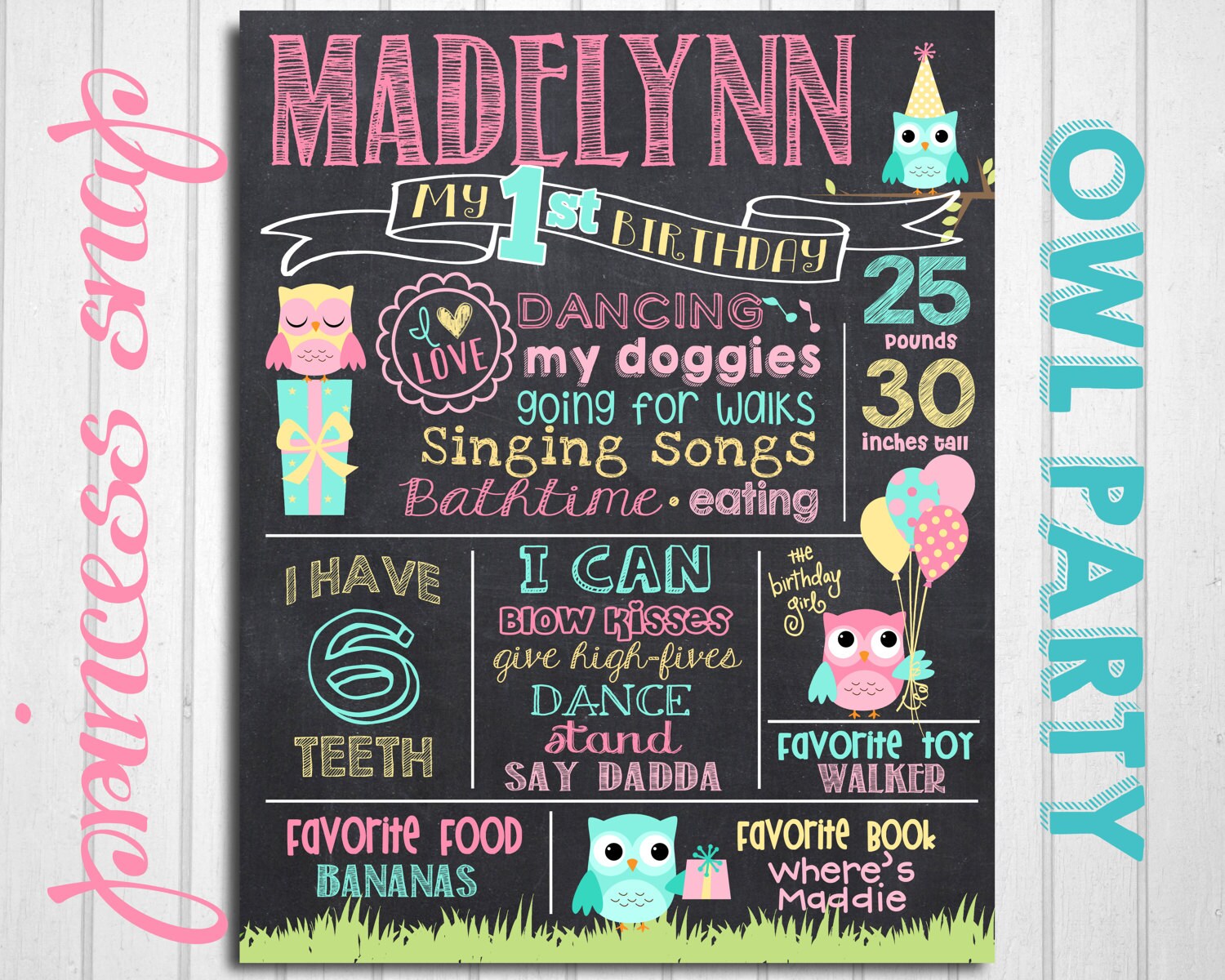 Owl First Birthday Chalkboard Owls 1st Birthday Chalk board