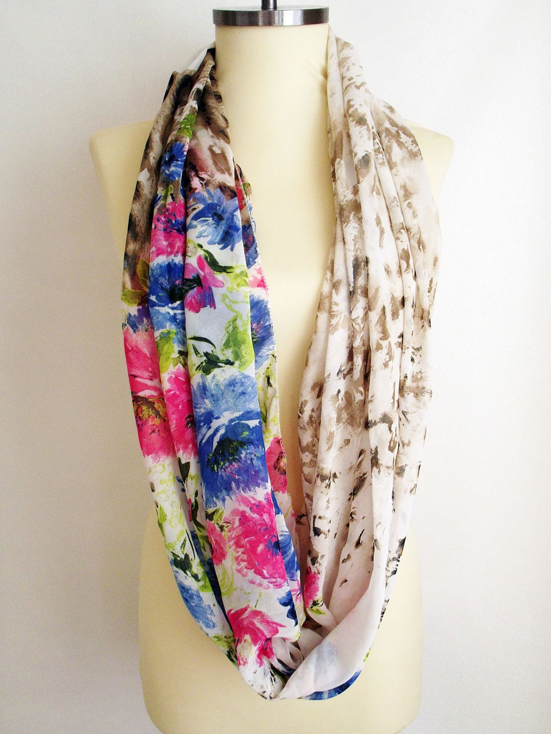 Fashion Floral Scarf Trendy Flower Scarf Infinity Scarf