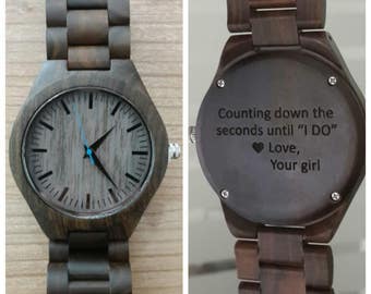 wooden watch, engraved wood watch, personalized wood watch, christmas gift, groomsmen gift, mens wooden watch, fathers day gift, anniversary