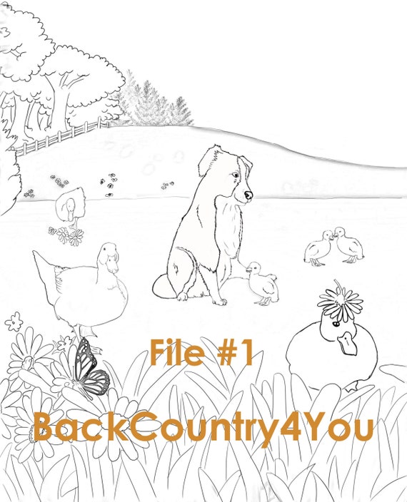 Items similar to Children's Farm Scene from COLORING BOOK * Printable