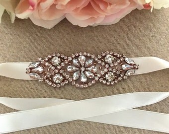 Rose Gold Bridal Bracelet - Couture Crystal Rhinestone and Pearl Bridal Bracelet - Bridal Cuff - Bouquet Wrap