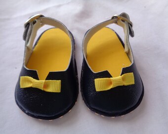 Navy Blue and Yellow -18 inch Doll Slip On Sling back Sandal Loafers-shown on my american girl doll