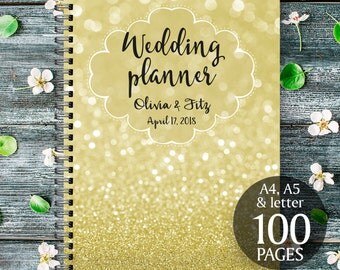 Gold wedding planner, Glitter wedding planner, Printable wedding binder, Digital wedding checklist, Gold wedding organiser, Gold wedding kit