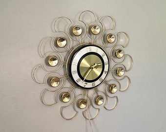 Mid Century Modern Wall Clock, Mid Century LUX Wall Clock, Gold Modern Metal Wall Clock