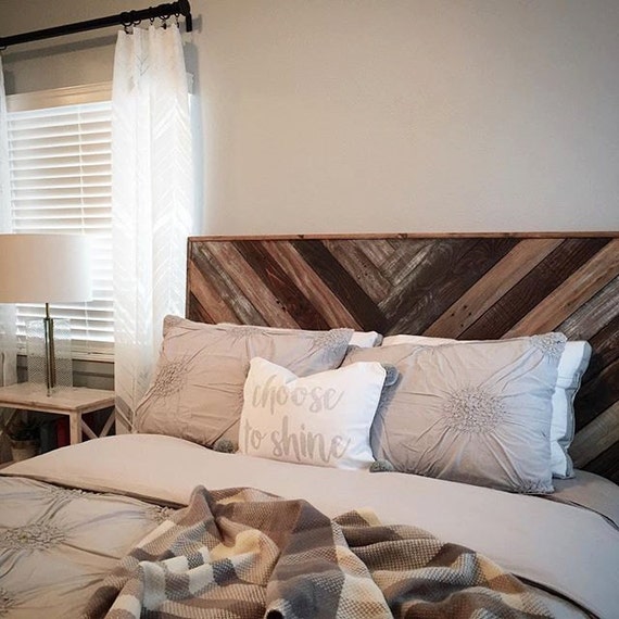 Herringbone Rustic Headboard Mixed distressed finish