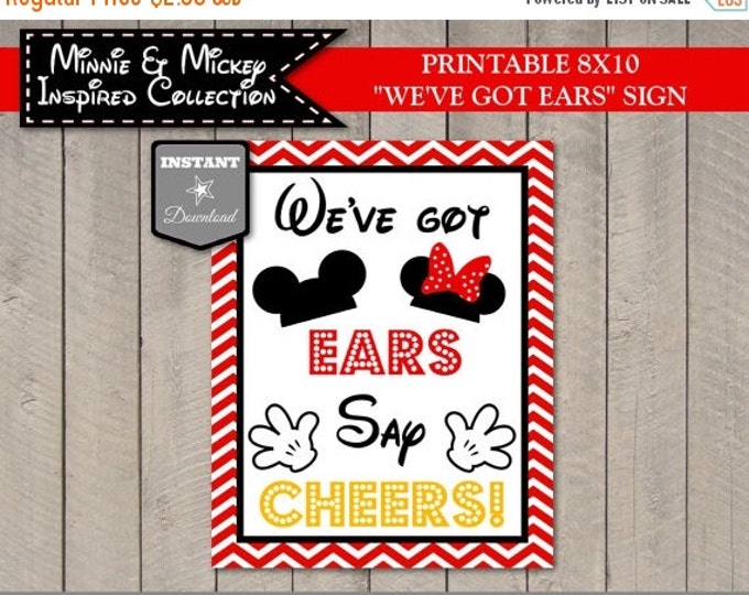 SALE INSTANT DOWNLOAD Girl and Boy Mouse 8x10 Printable Chevron We've Got Ears, Say Cheers Sign/ Girl & Boy Mouse Collection / Item #2108