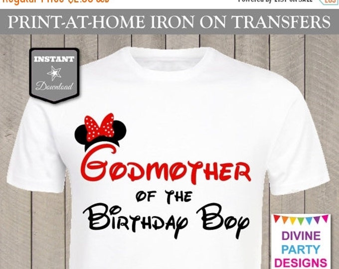 SALE INSTANT DOWNLOAD Print at Home Mouse Godmother of the Birthday Boy Iron On Transfer / Printable / T-shirt / Family / Party / Item #2479