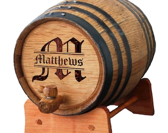 Personalized Whiskey Barrel, Personalized Wine Barrel, Bourbon Barrel, Oak Barrel, Whiskey Gift, Whiskey Lover Gift, 1,2, or 3 Liter Barrel