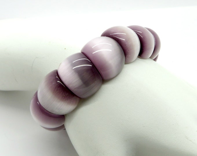 Vintage Purple Lucite Chunky Stretch Bangle Bracelet