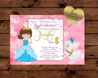 Princess Birthday Invitation, Fairytale Princess, Glitter Invitation, Sparkle Birthday, Princess, Fairytale, Birthday Invitation