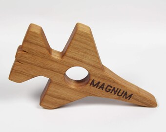 Personalized F-16 Teether, Wooden Teether, Fighting Falcon Wood Teether, Teether Toy, Wooden Baby Toy, Wooden Teething Ring, Grasping Toy