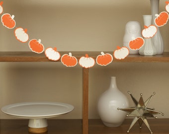 Pumpkin Garland, Paper Decorations, Halloween Decor, Thanksgiving Decor (One 10-Foot Strand)