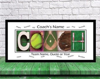 Softball Coach Gift - Team Signature Print - Softball Coach Team Gift - Softball Mom- Best Coach Gift - Coach Print - Softball Dad