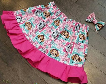 Paw Patrol Skye and Everest Ruffle Skirt and Mini bow