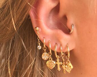 Gold Filled Hoop Earring | Gold Charms | Gold Small Hoops