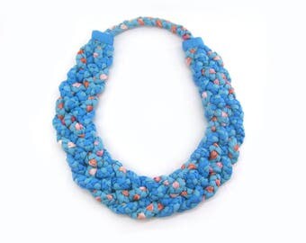 Fabric Necklace, Chunky Necklace, Silk Necklace, Textile Necklace, Fiber Art Necklace, Fabric Jewelry, Hypoallergenic, Woven Necklace,