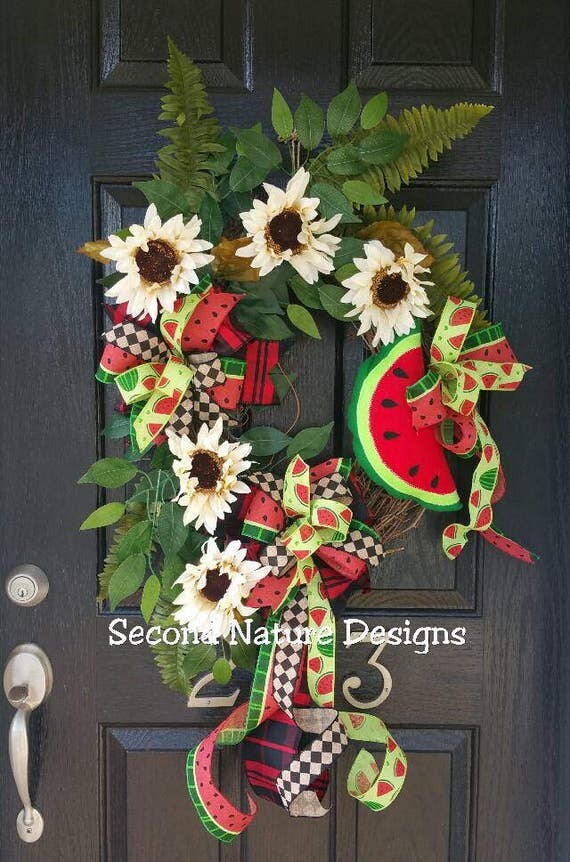 Watermelon Silk Floral Wreath Summer Watermelon Wreath Red